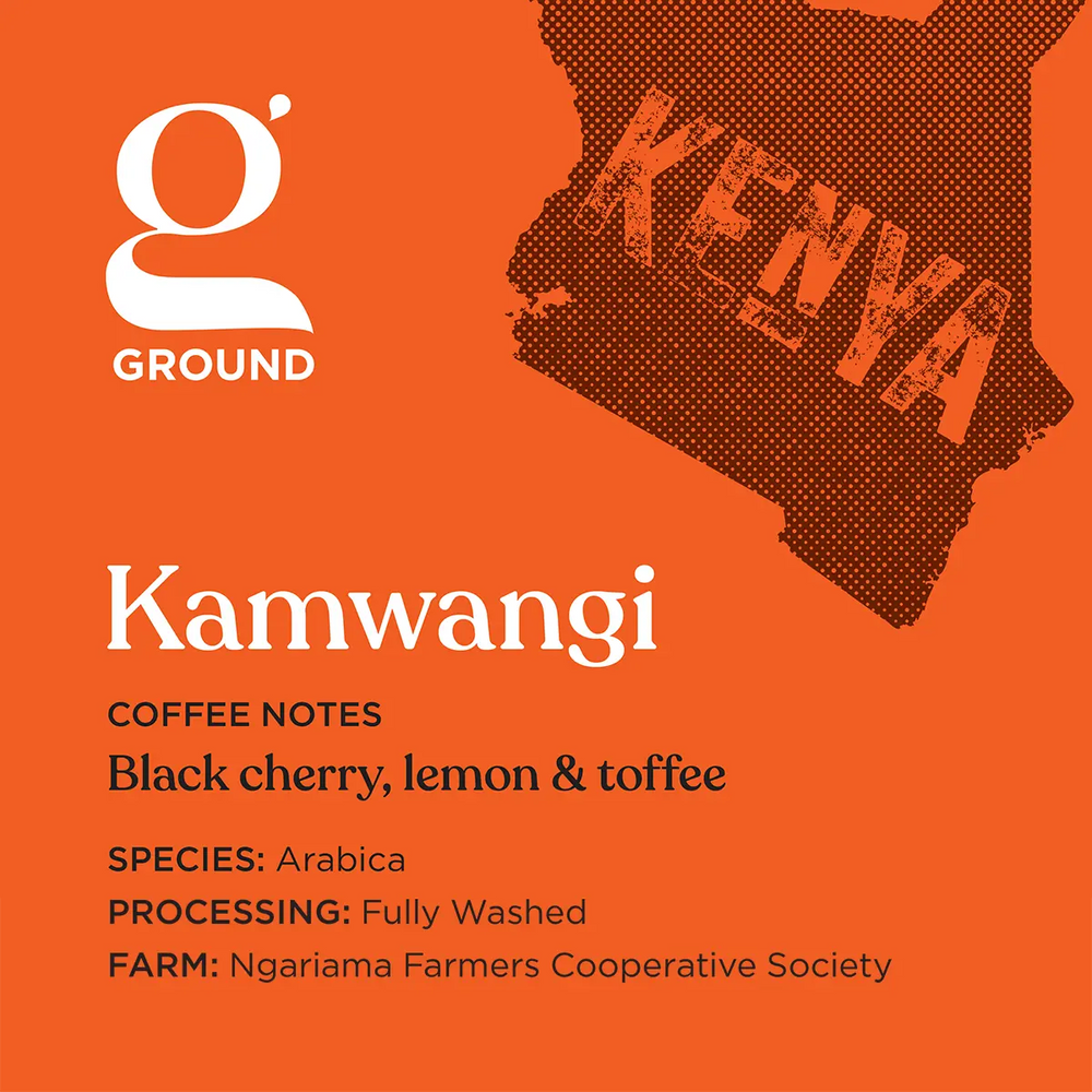 Ground Coffee Society specialty coffee beans label Kenya Kamwangi AB Filter