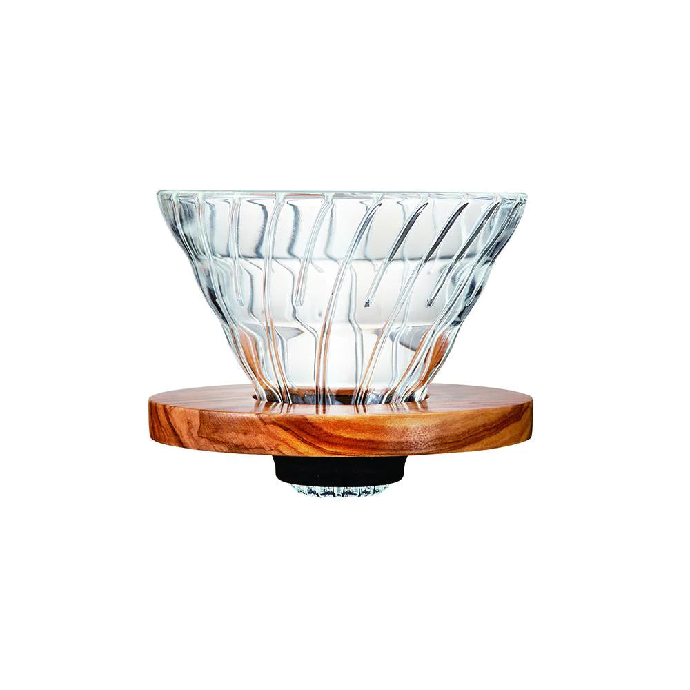 Hario V60 Glass Coffee Dripper Olive Wood