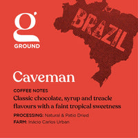 Ground Coffee Society specialty coffee beans label Caveman Espresso