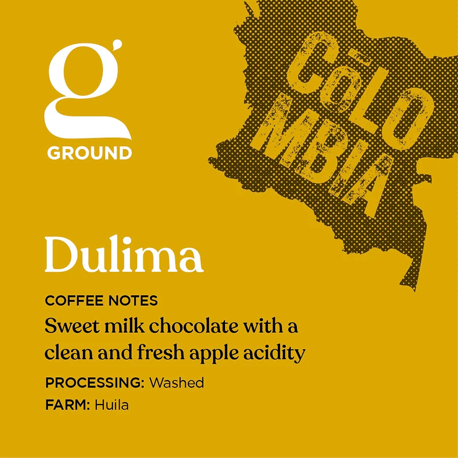 Ground Coffee Society specialty coffee beans label Colombia Dulima