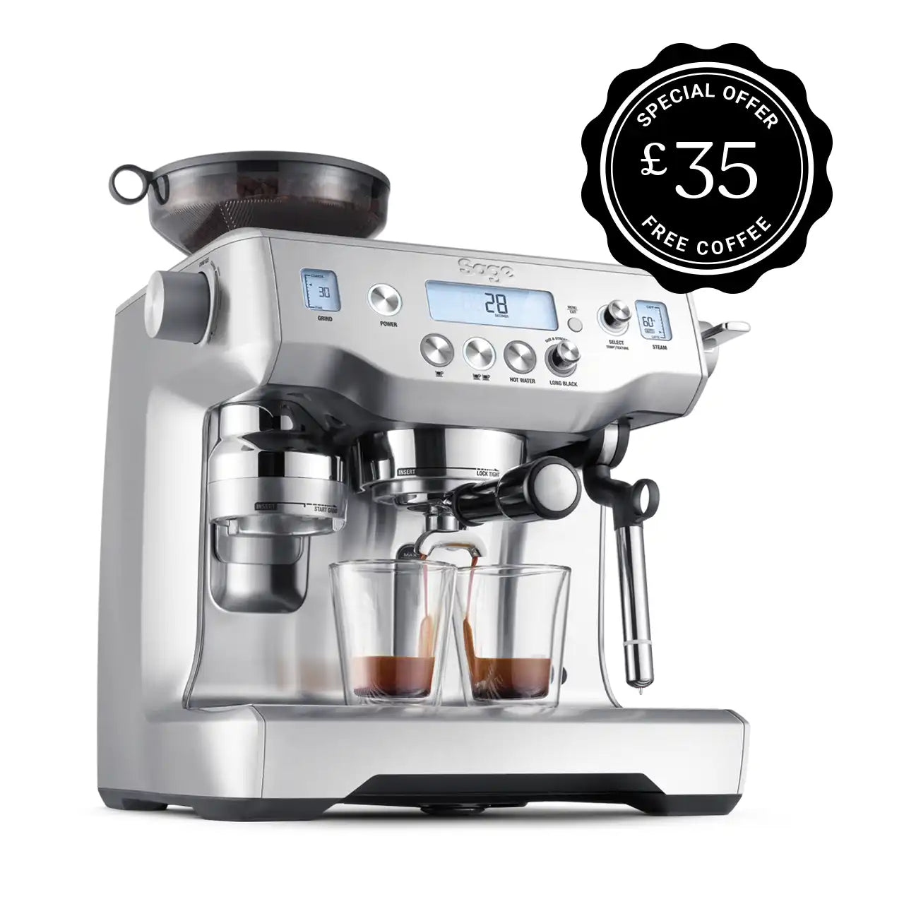 Ground Coffee Society Sage The Oracle Espresso Machine Brushed Stainless Steel
