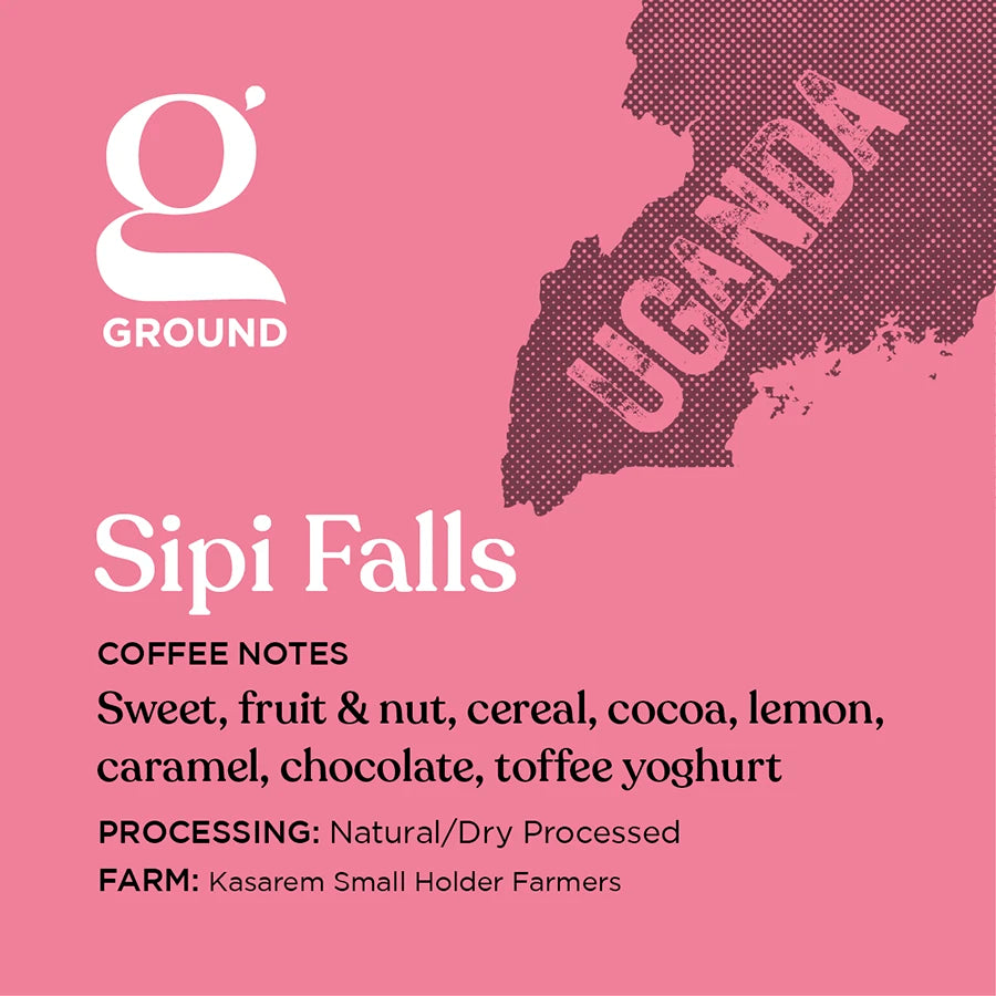 Ground Coffee Society specialty coffee beans label Uganda Sipi Falls